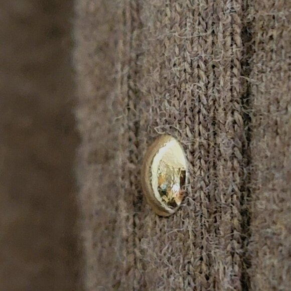 Rafaella Taupe Open-Front Cardigan With Gold Stud Details Long Sleeves Cotton/Po - Picture 2 of 8